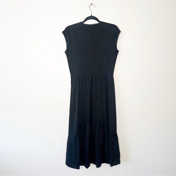 Reformation Black Organic Cotton Button Down Midi Dress Size 8 Whimsigoth Chic - Picture 8 of 10